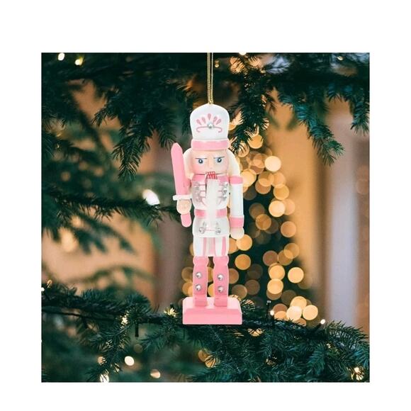 PartyKindom Pink Nutcracker Ornaments 4pcs Wooden Nutcracker Figures Small - Picture 2 of 10